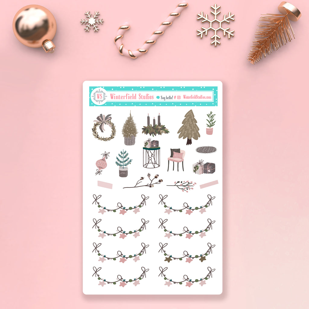 Vintage Victorian Holiday - Winter Stickers -  Fits Vertical Planners