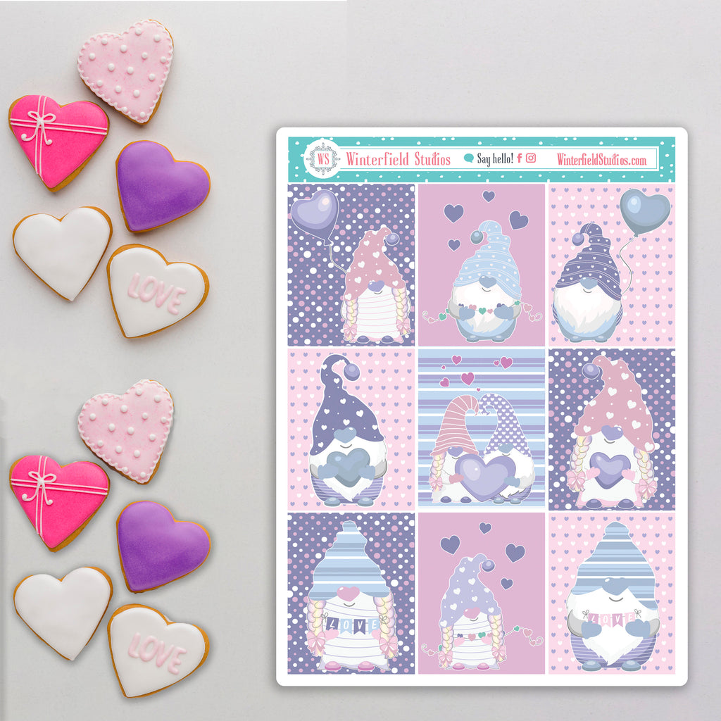 I Gnome You&#39;ll Be My Valentine - Love Stickers - Fits Most Planners