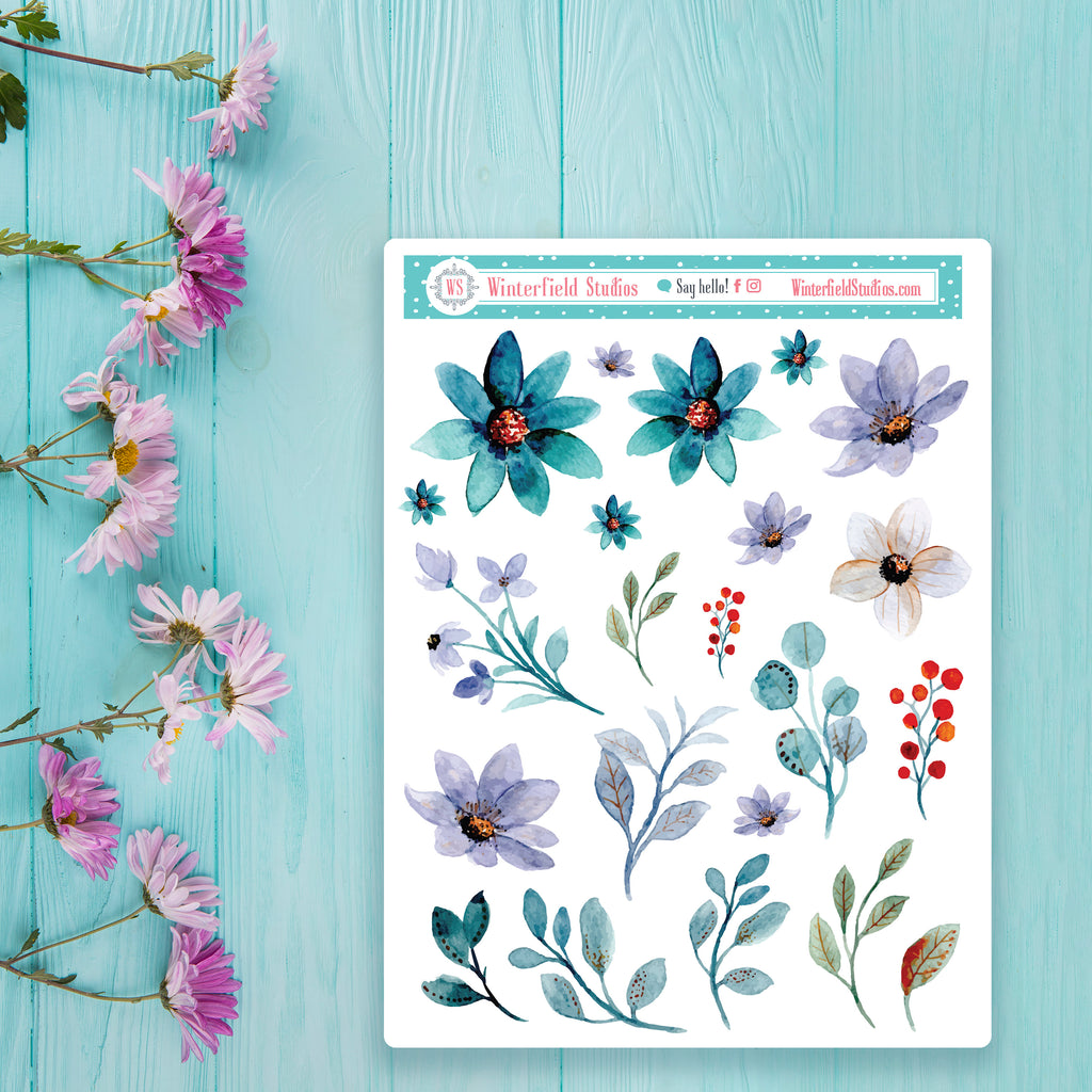 Spring Floral Harmony Weekly Sticker Kit - Fits Vertical Planners