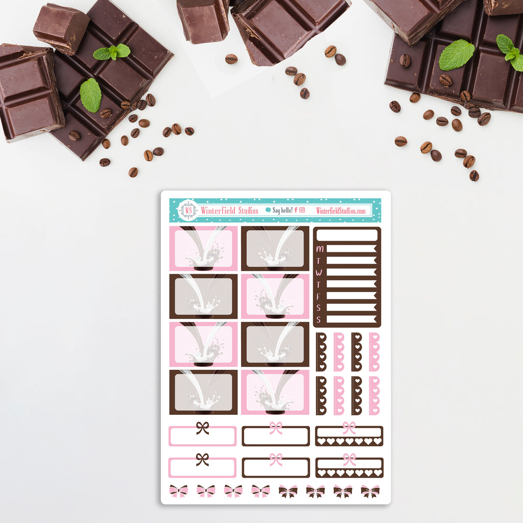 Chocolate Bomb Explosion Planner Sticker Kit - Scene Stickers - Fits Vertical Planners