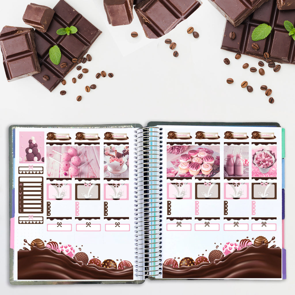 Chocolate Bomb Explosion Planner Sticker Kit - Scene Stickers - Fits Vertical Planners
