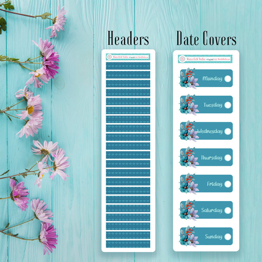 Spring Floral Harmony Weekly Sticker Kit - Fits Vertical Planners