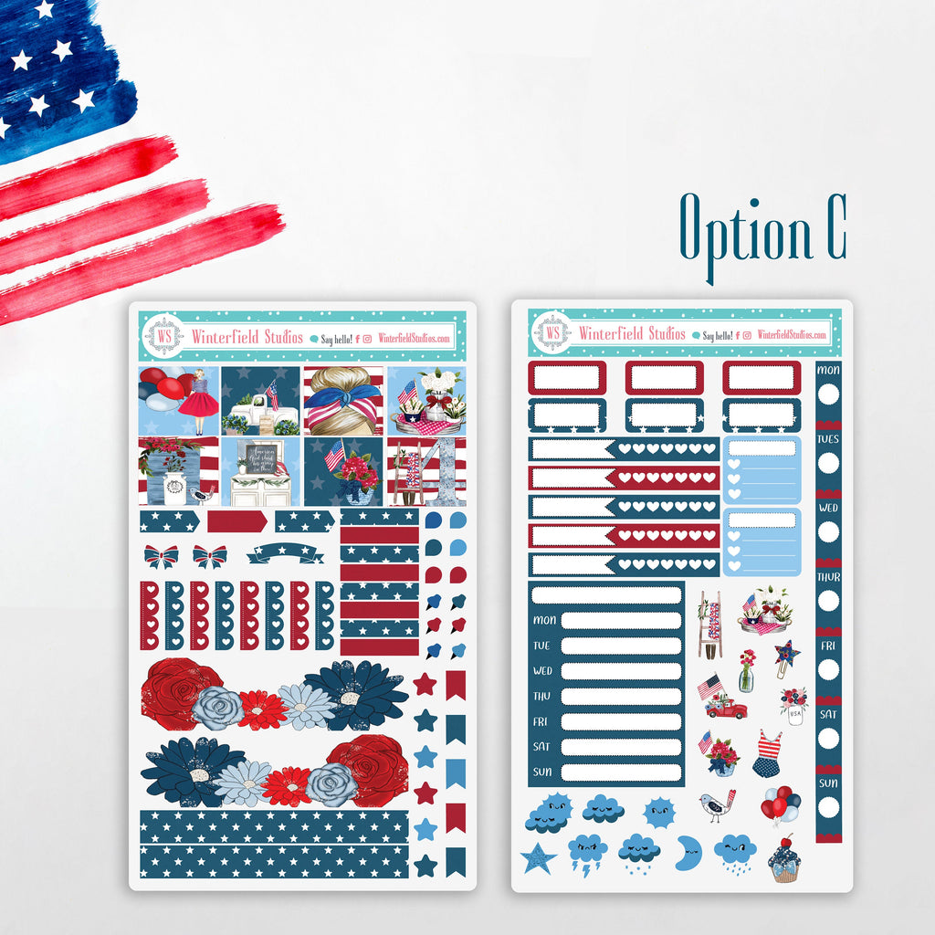 Independence Day Hobonichi Weeks Planner Sticker Kit
